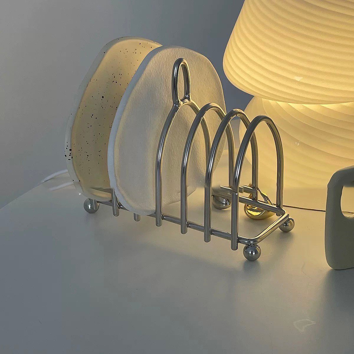 質感銀手提吐司餐盤收納架