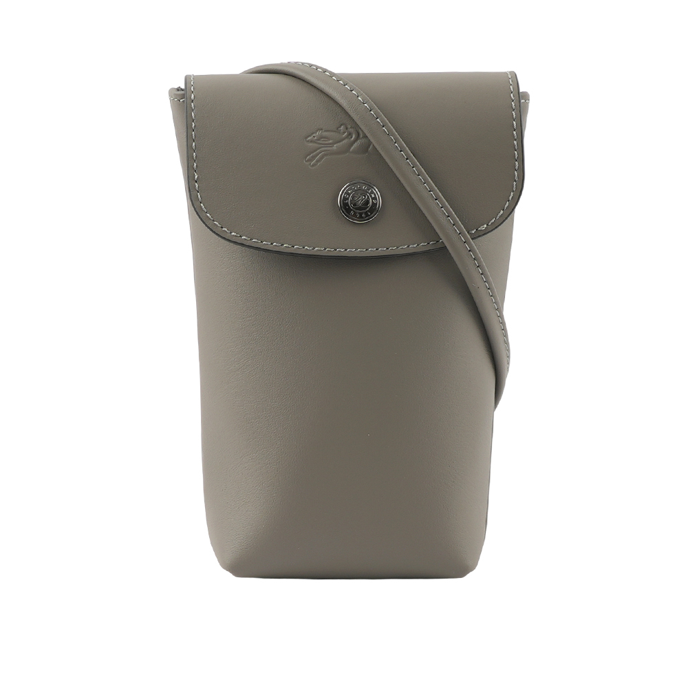 【LONGCHAMP】Le Pliage Xtra 小牛皮斜背手機包(斑鳩灰) 34178 987 P55