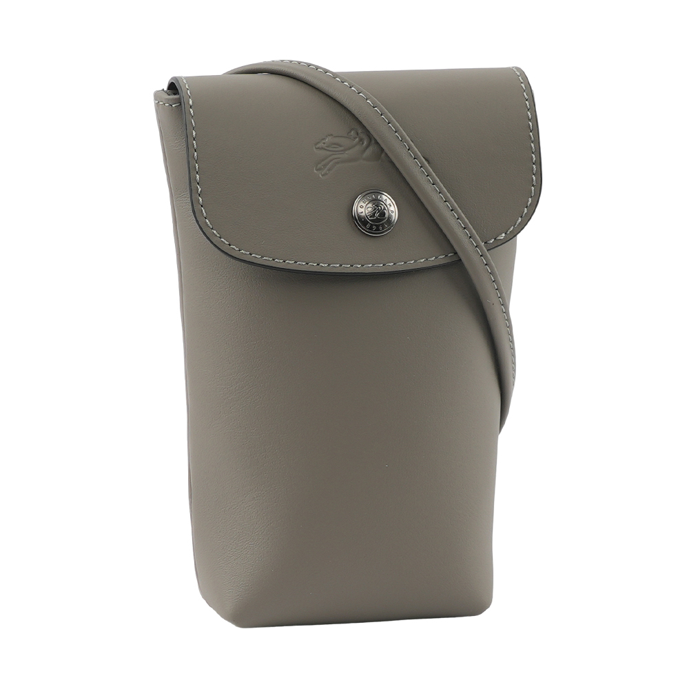 【LONGCHAMP】Le Pliage Xtra 小牛皮斜背手機包(斑鳩灰) 34178 987 P55