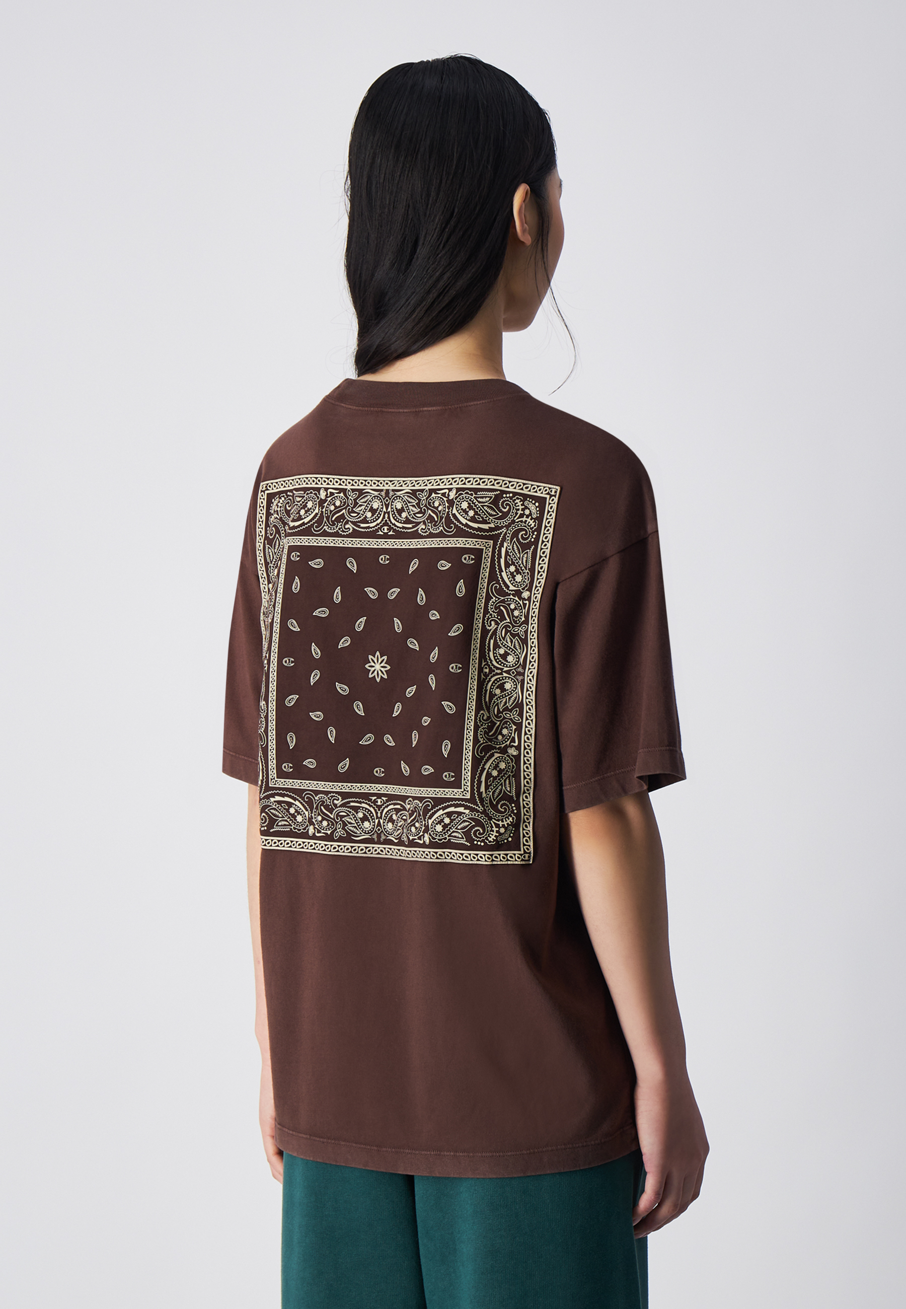 女款- ROCHESTER街頭風 變形蟲拚布 短TEE-咖啡色（117449-MS563）