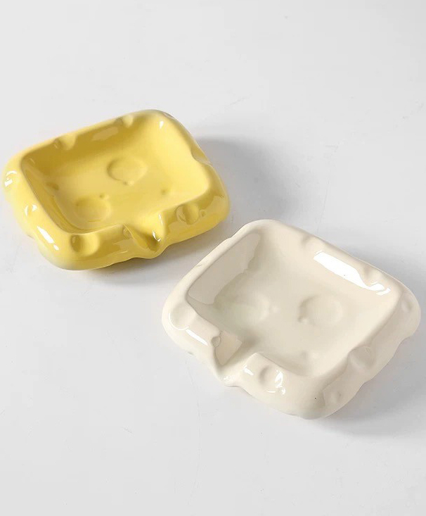 立體陶瓷奶酪肥皂碟收納擺件 / 2色