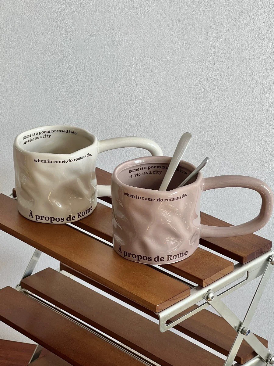 法式滿版字母長手把咖啡杯茶杯 / 2色