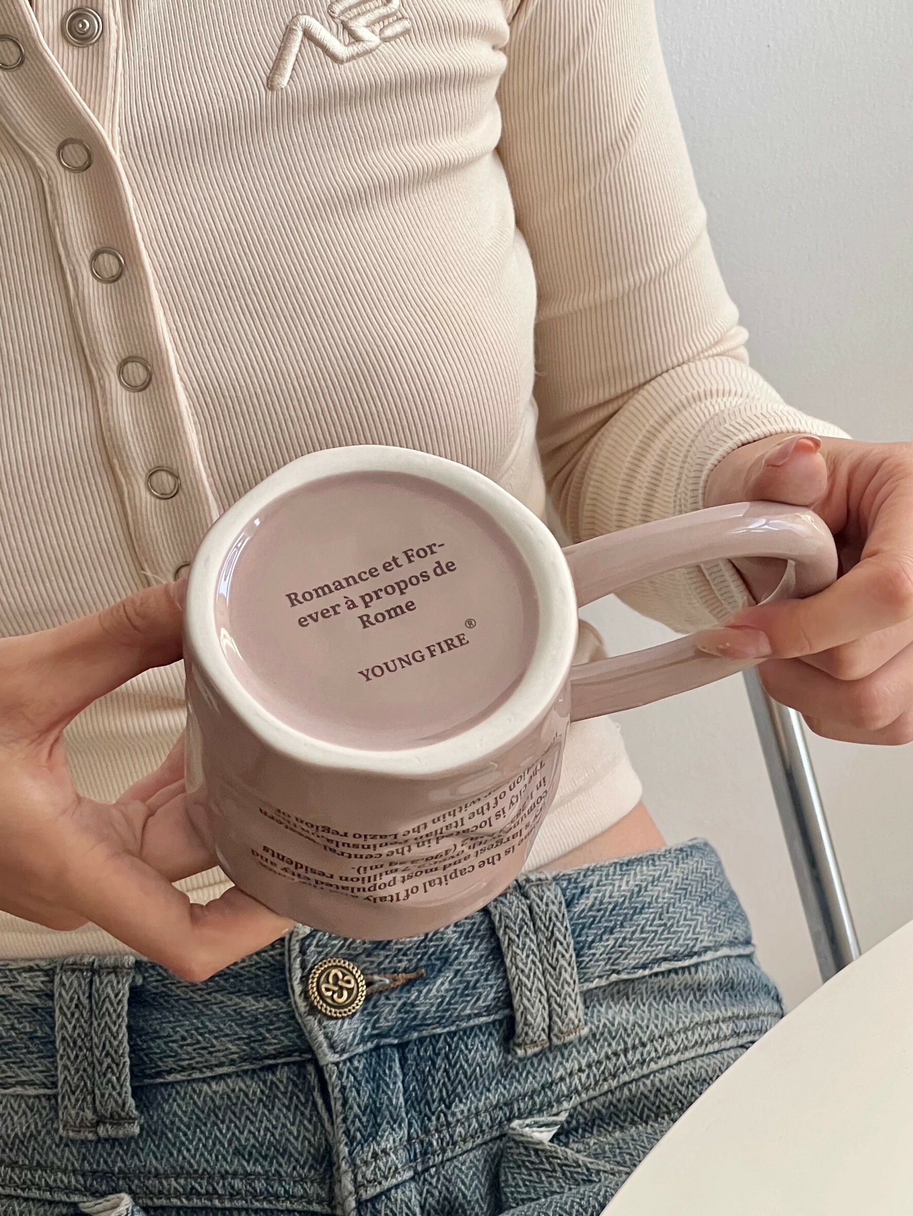 法式滿版字母長手把咖啡杯茶杯 / 2色