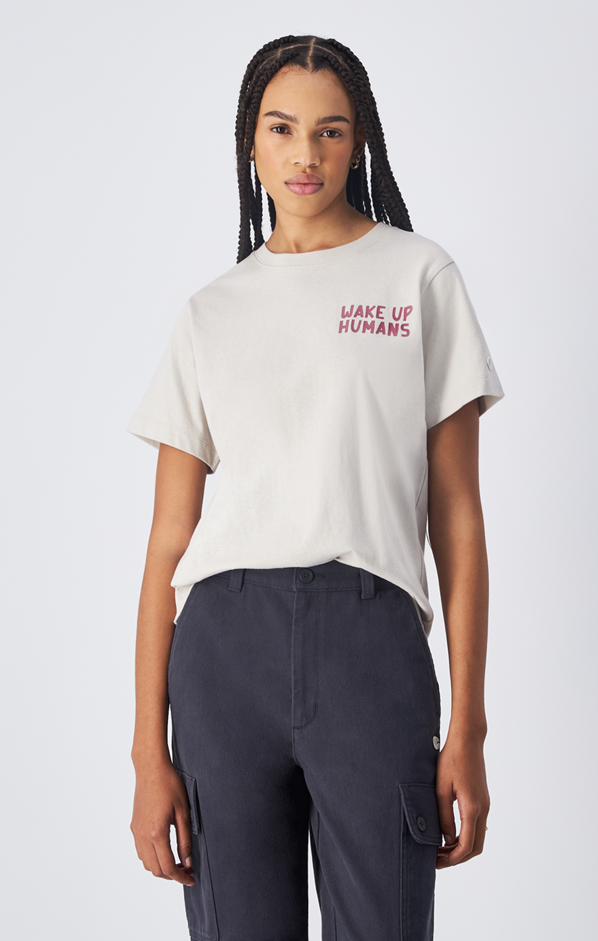 【ECO 愛地球系列】女款 WAKE UP HUMAN 短TEE(大地)