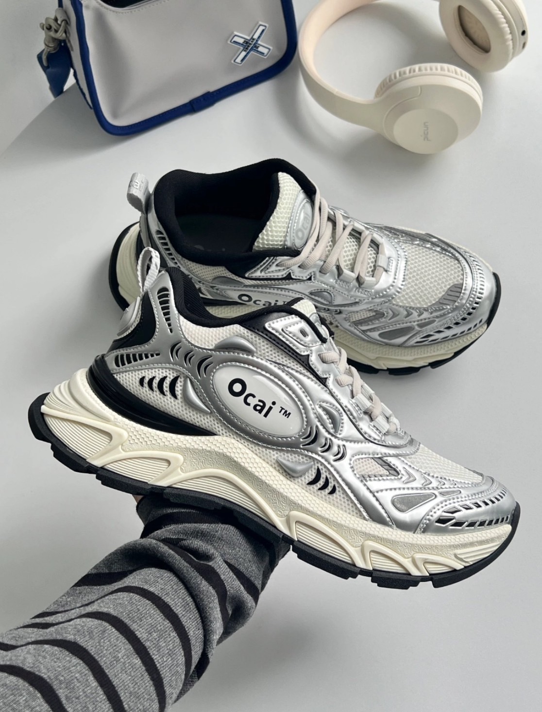 【代購】OCAI 月光銀 老爹鞋 復古老爹 增高 OC230261