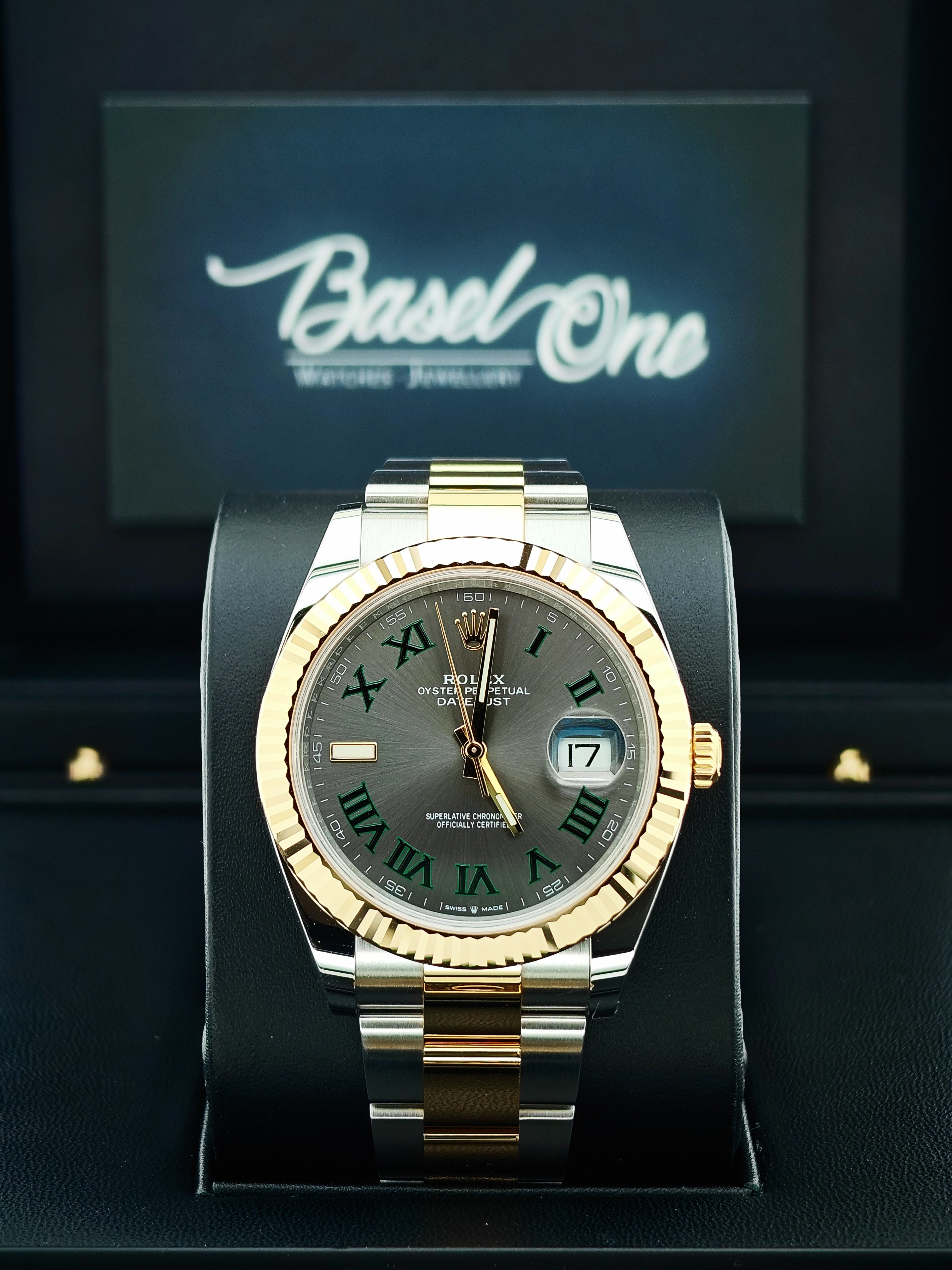 BRAND NEW ROLEX 126333 SLATE WIMBLEDON DATEJUST 41 OYSTER GOLD STEEL STRAP