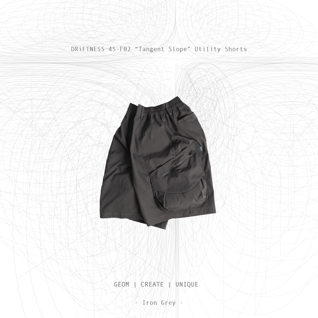 DRiFTNESS｜4S-F02 “tangent slope” 幾何流線工裝短褲 - Iron Grey