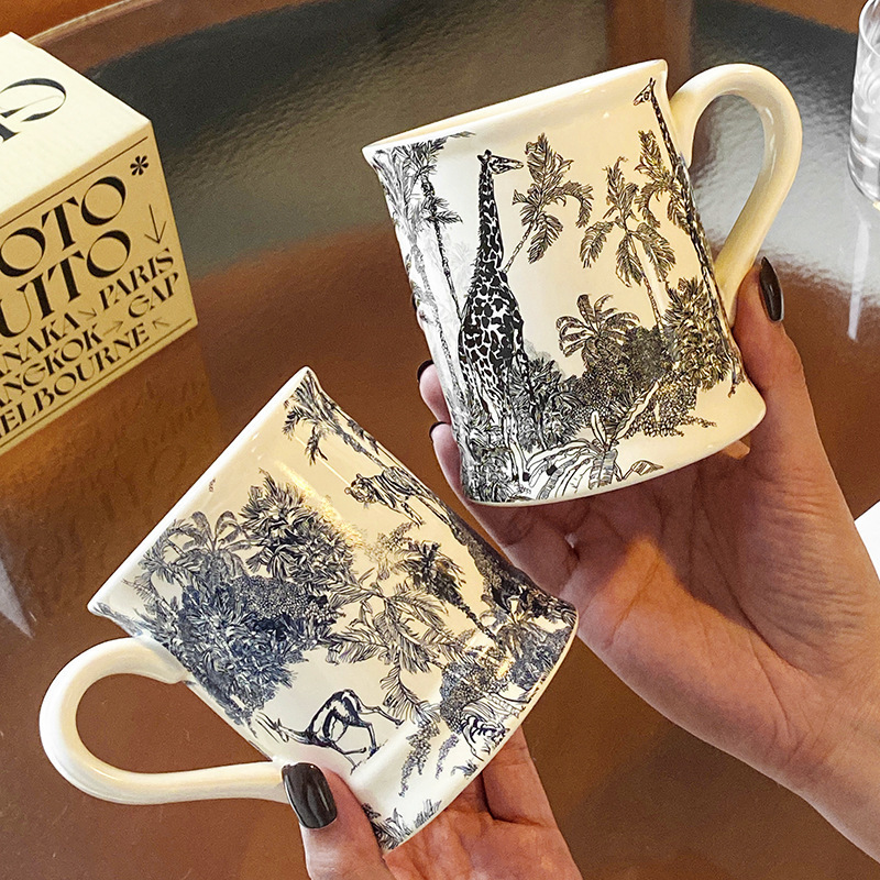 《4670》文藝青花瓷叢林風馬克杯380ML