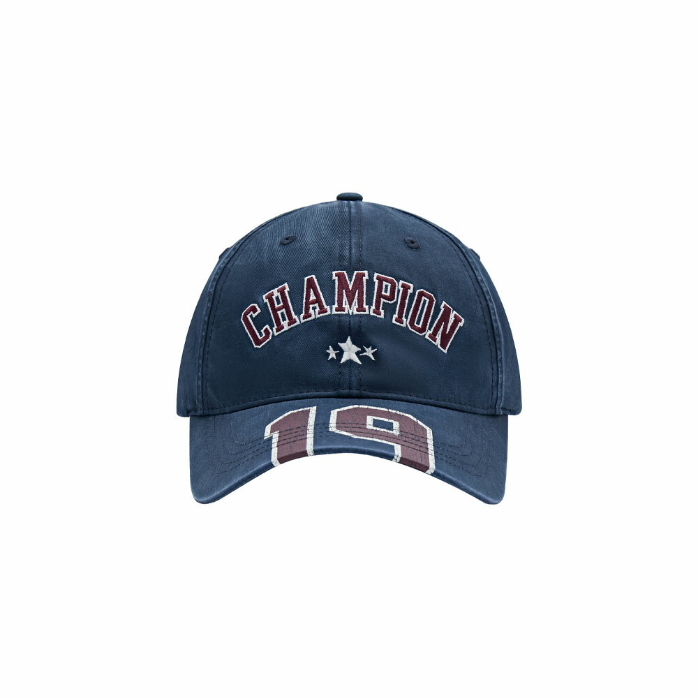 個性學院風 刺繡印花 棒球帽(藍)