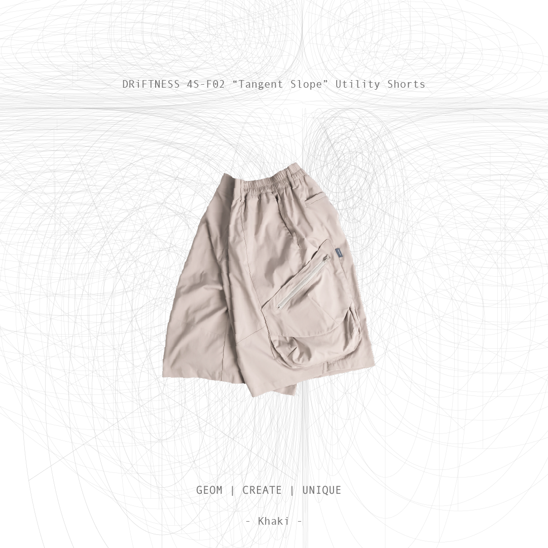 DRiFTNESS｜4S-F02 “tangent slope” 幾何流線工裝短褲 - Khaki