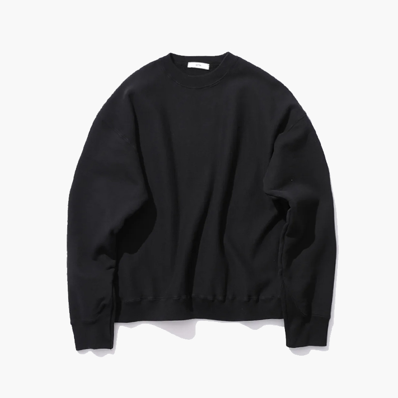 ATON Garment Dyed Urake Oversized Pullover Black - UNIS