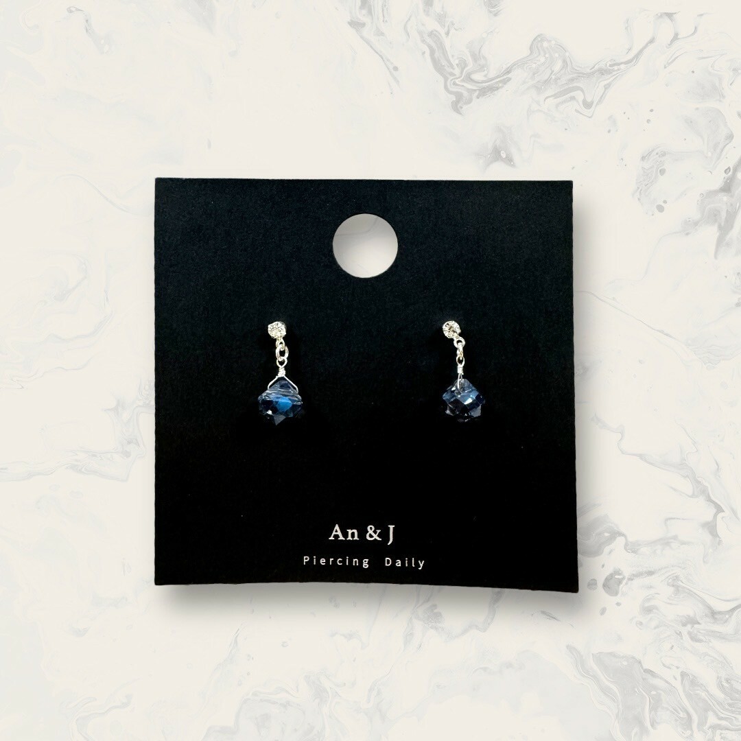 韓國直送-鋼針 小鋯吊多面橢圓晶球 鍍14K