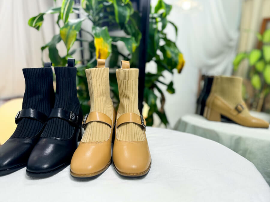 銀扣 ‧ 羅紋料 拼真皮短boots【2417-1038】