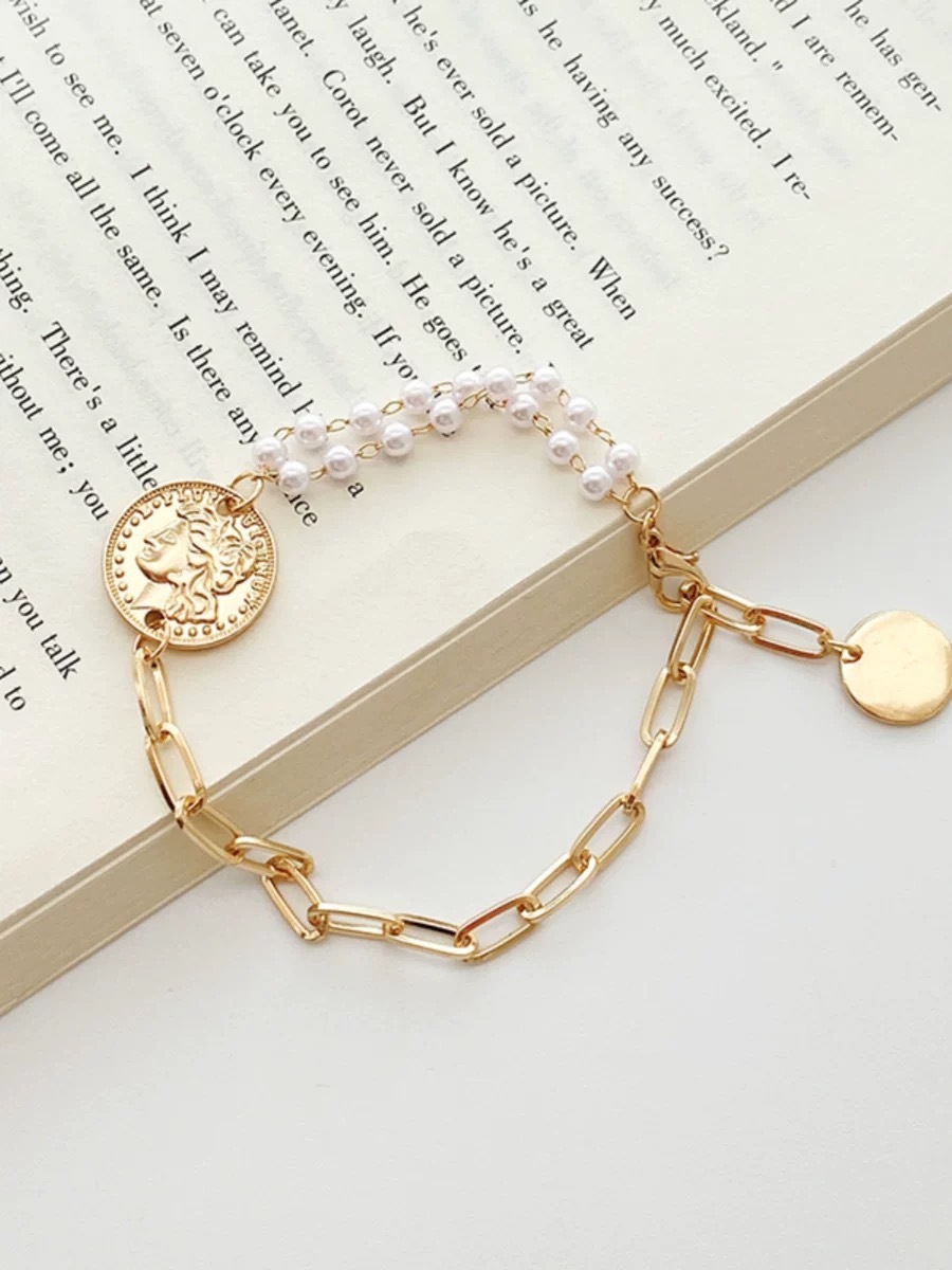 人頭金幣珍珠氣質設計款手鍊/項鍊☯︎異妹推薦