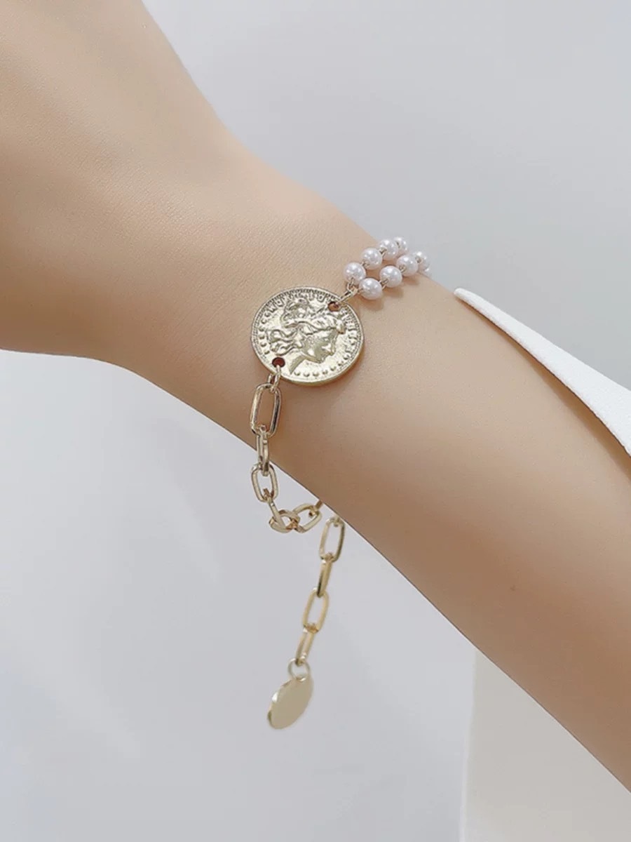 人頭金幣珍珠氣質設計款手鍊/項鍊☯︎異妹推薦