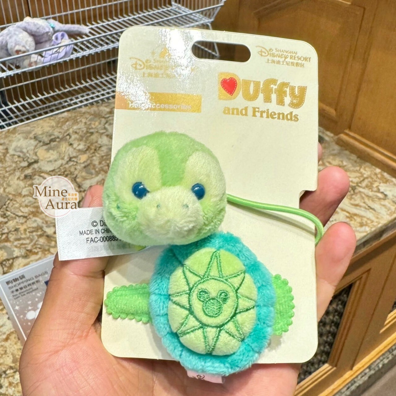 奧樂米拉 海龜 OluMel 絨毛大頭 造型髮飾組 髮夾 髮束 -上海迪士尼樂園