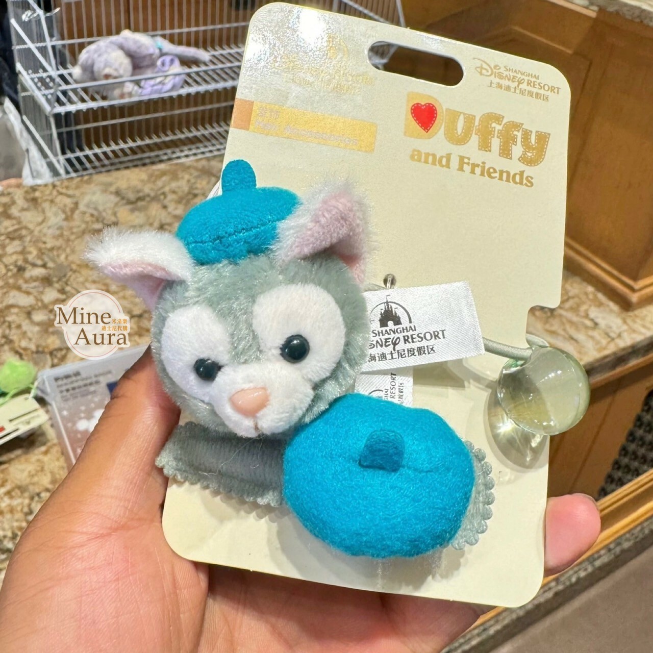 傑拉托尼 畫家貓 Gelatoni 絨毛大頭 造型髮飾組 髮夾 髮束 -上海迪士尼樂園