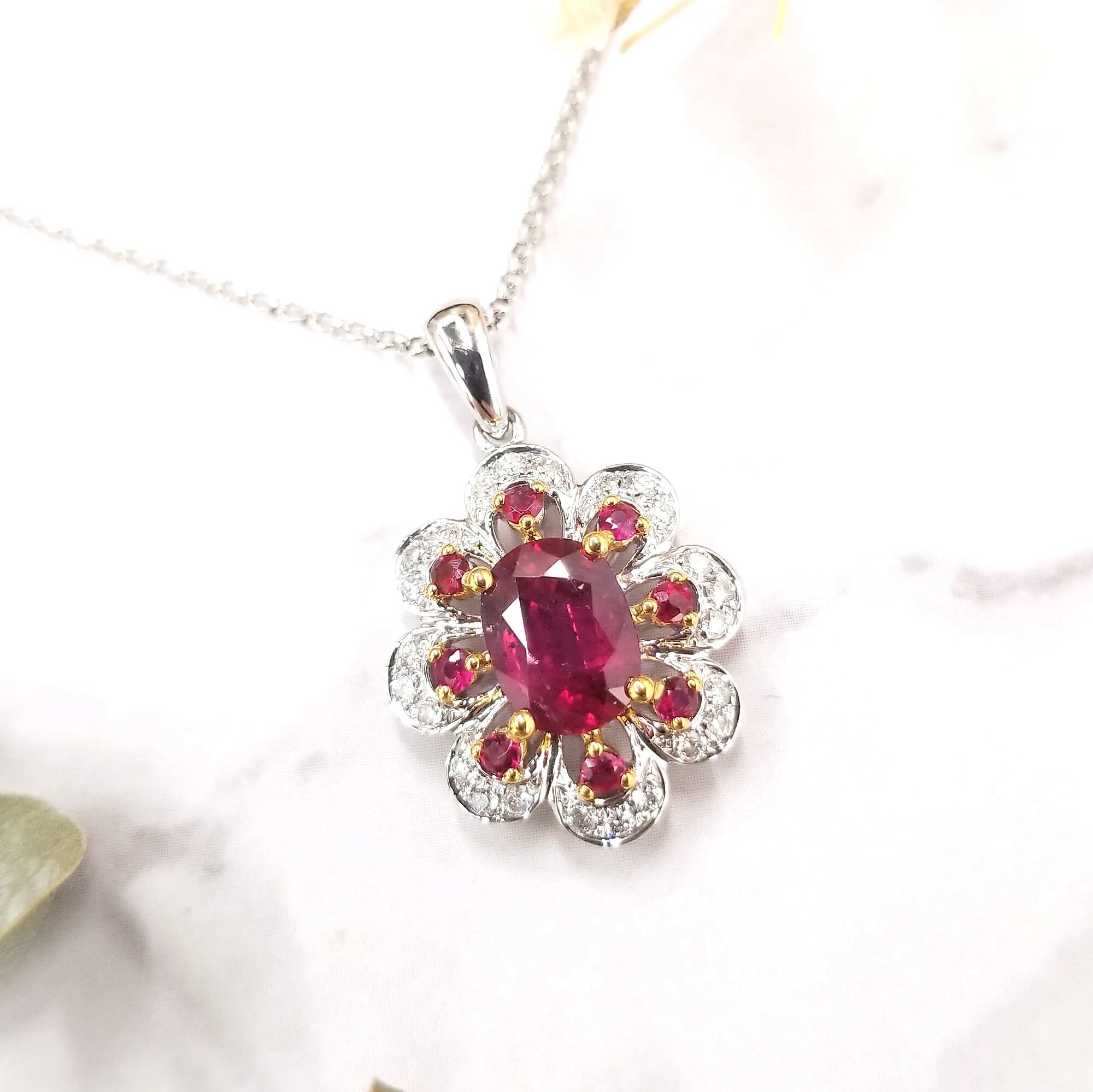 18K Gold 1.81ct Ruby and Diamond Earrings