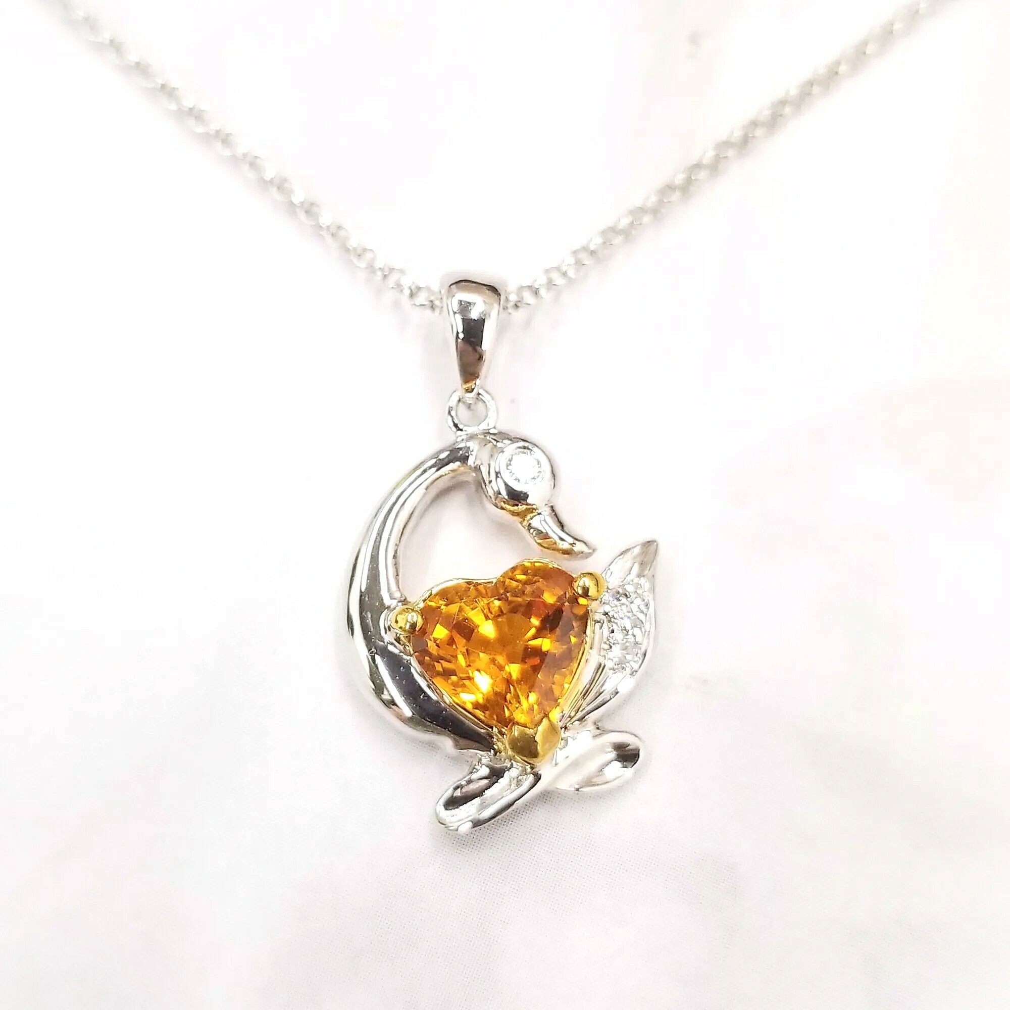 18K Yellow Gold 1.17ct Yellow Sapphire and Diamond Pendant