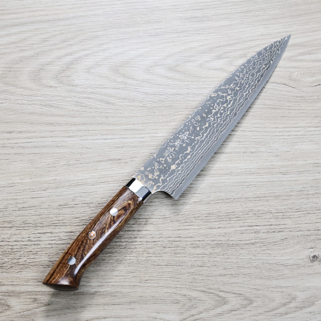 佐治武士 牛刀 240mm VG10W鋼 黑金大馬士革 沙漠鐵木