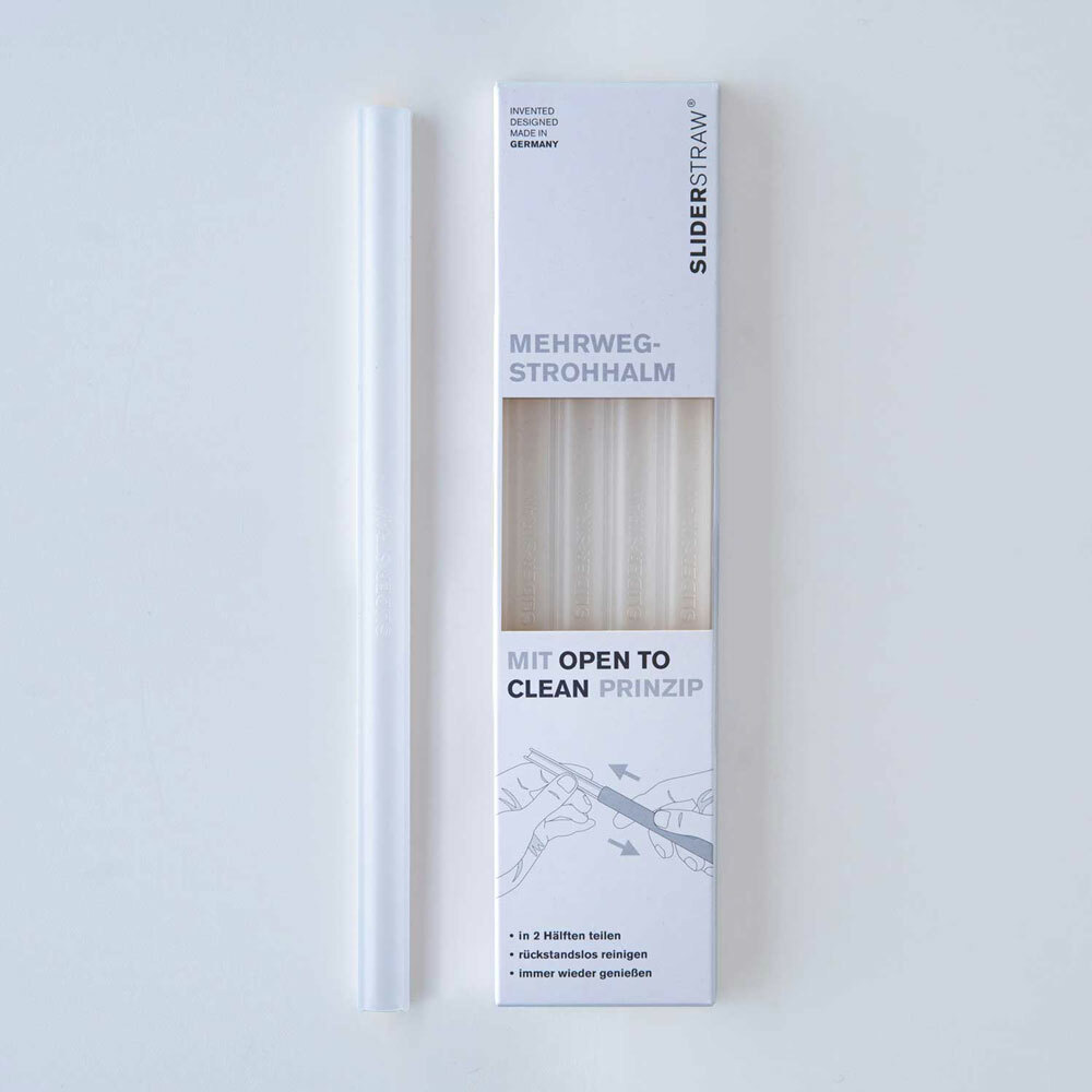 德國 SLIDERSTRAW 可拆式環保吸管 透明色4入組(21.5cm)