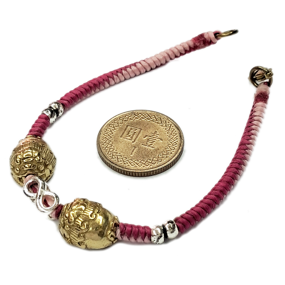 招財貔貅{金銅}粉紅蠟線手鍊【十方】143167