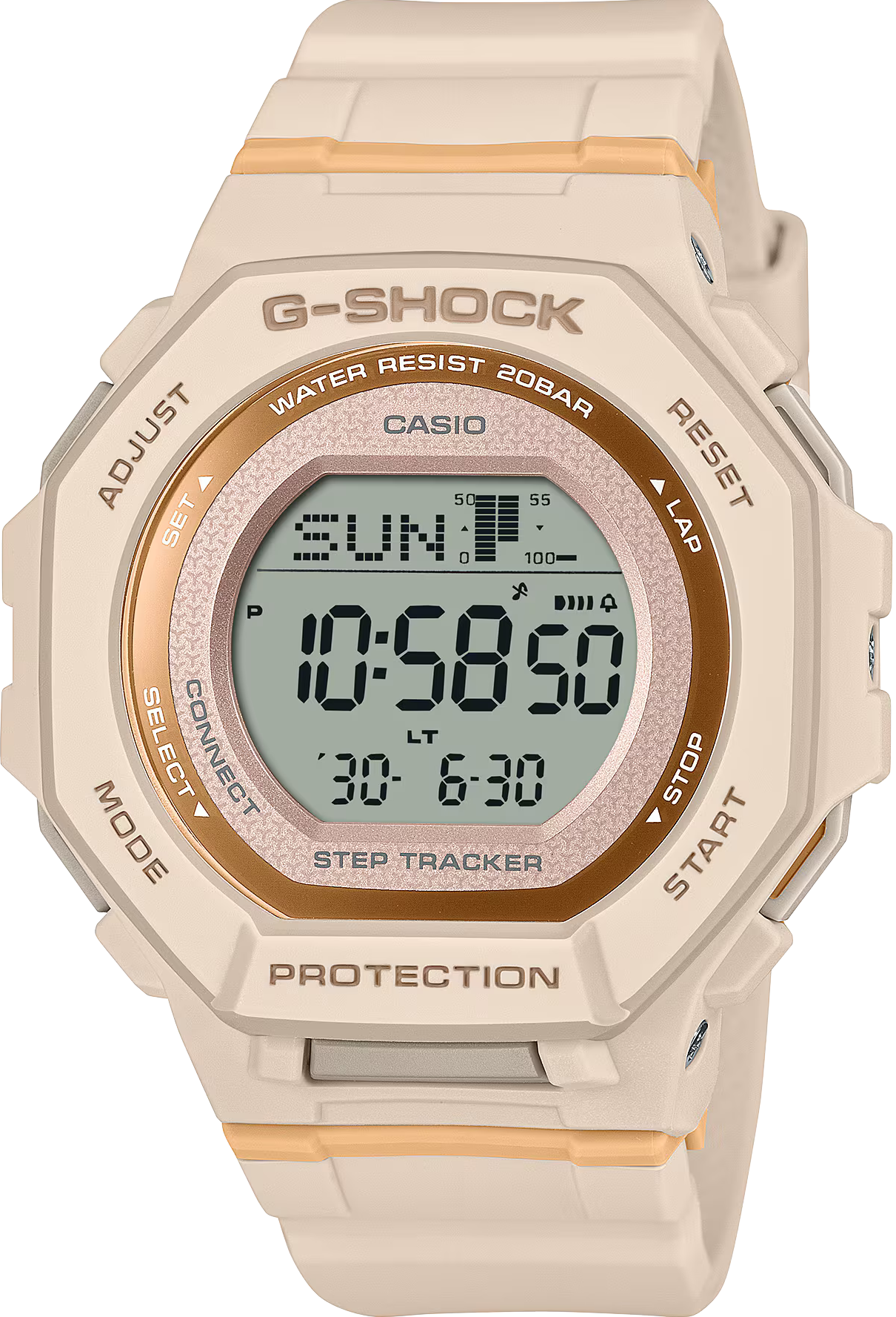 萬年鐘錶 - G-SHOCK  自然色調簡約藍芽計步器防震電子錶  GMD-B300-3   錶徑 : 43.8mm