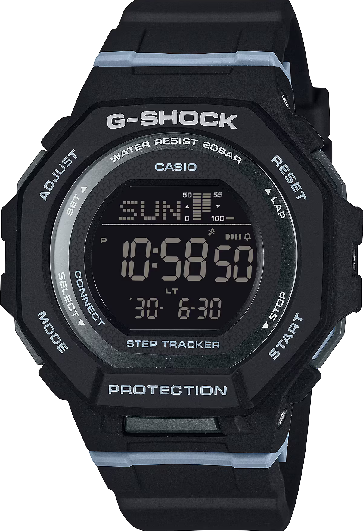 萬年鐘錶 - G-SHOCK  自然色調簡約藍芽計步器防震電子錶  GMD-B300-1  錶徑 : 43.8mm