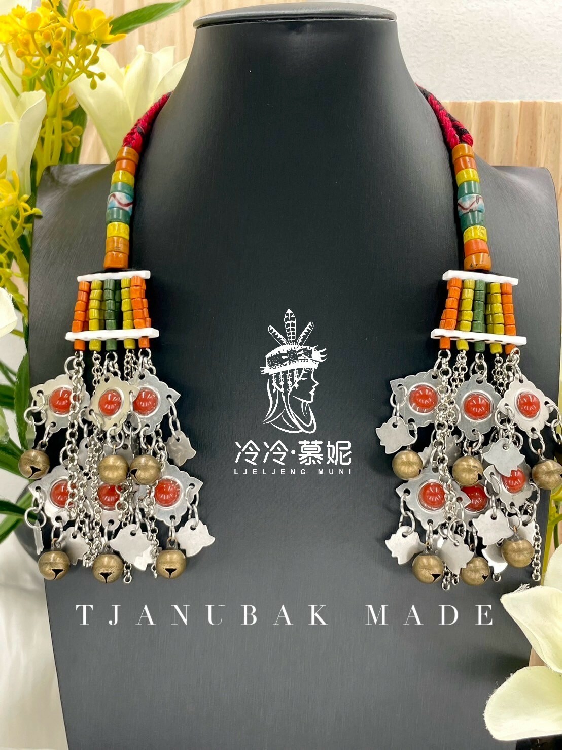 W-No.50傳統花珠少女耳掛16cm