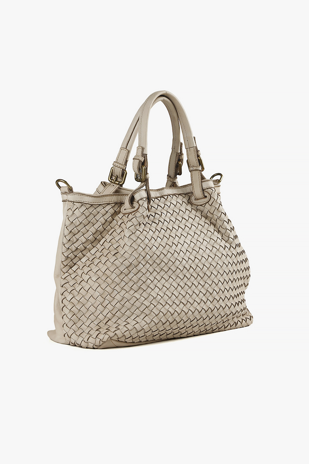 Sibilla 編織大手提肩背包 卡其