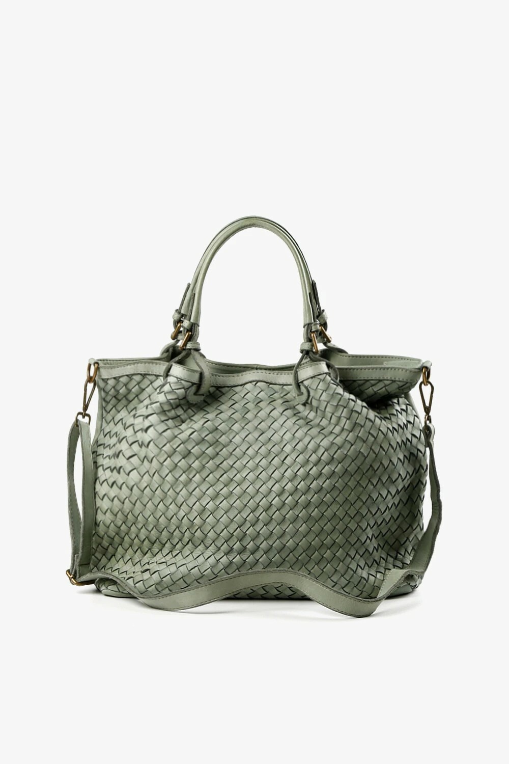 Sibilla 編織大手提肩背包 淺綠