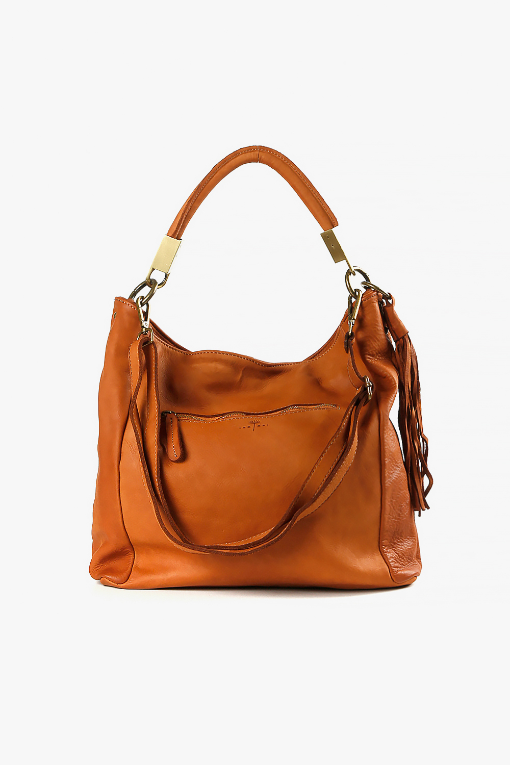 Dea 柔革流蘇飾釦中型提包