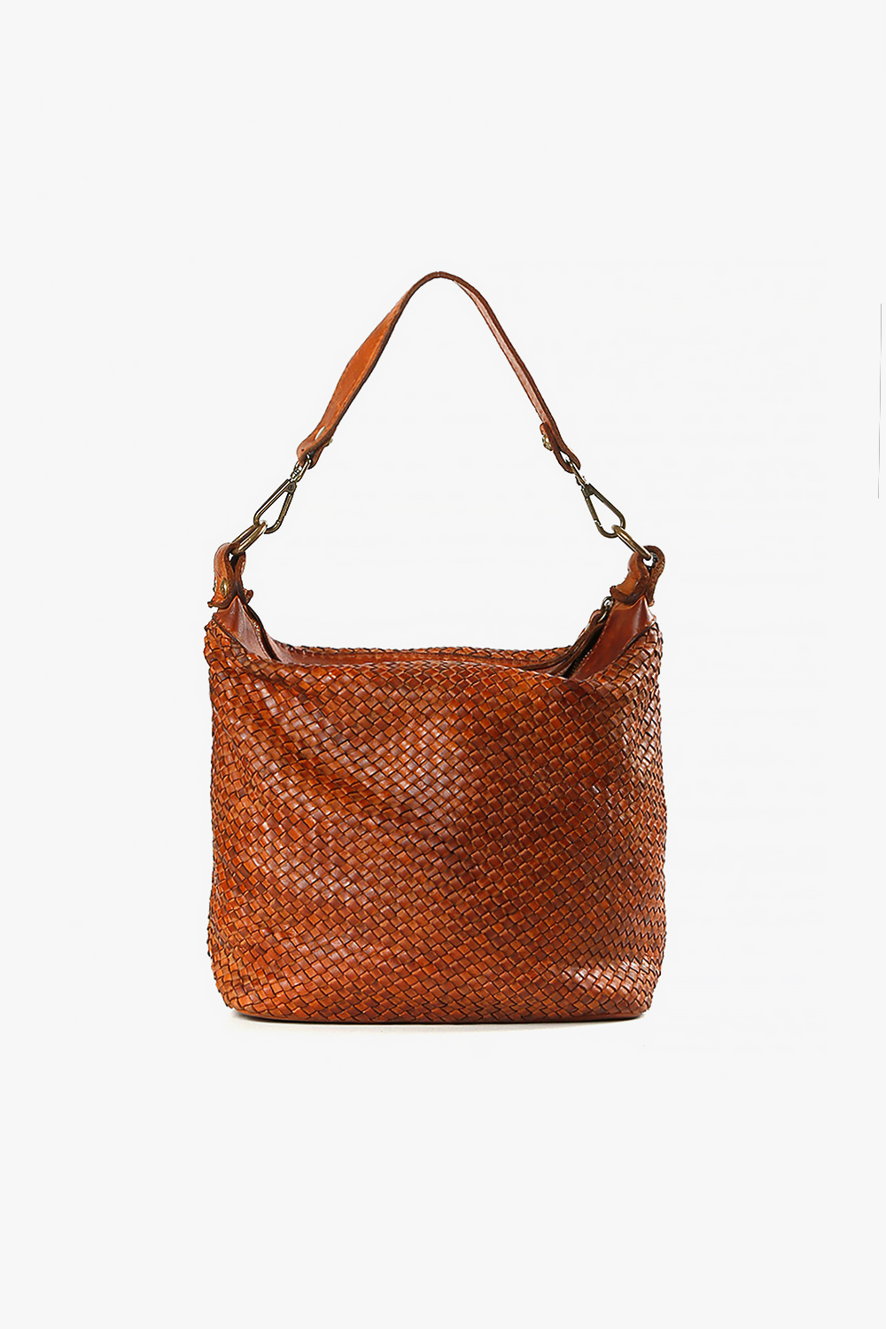 Astrid 編織中型水桶包 棕色