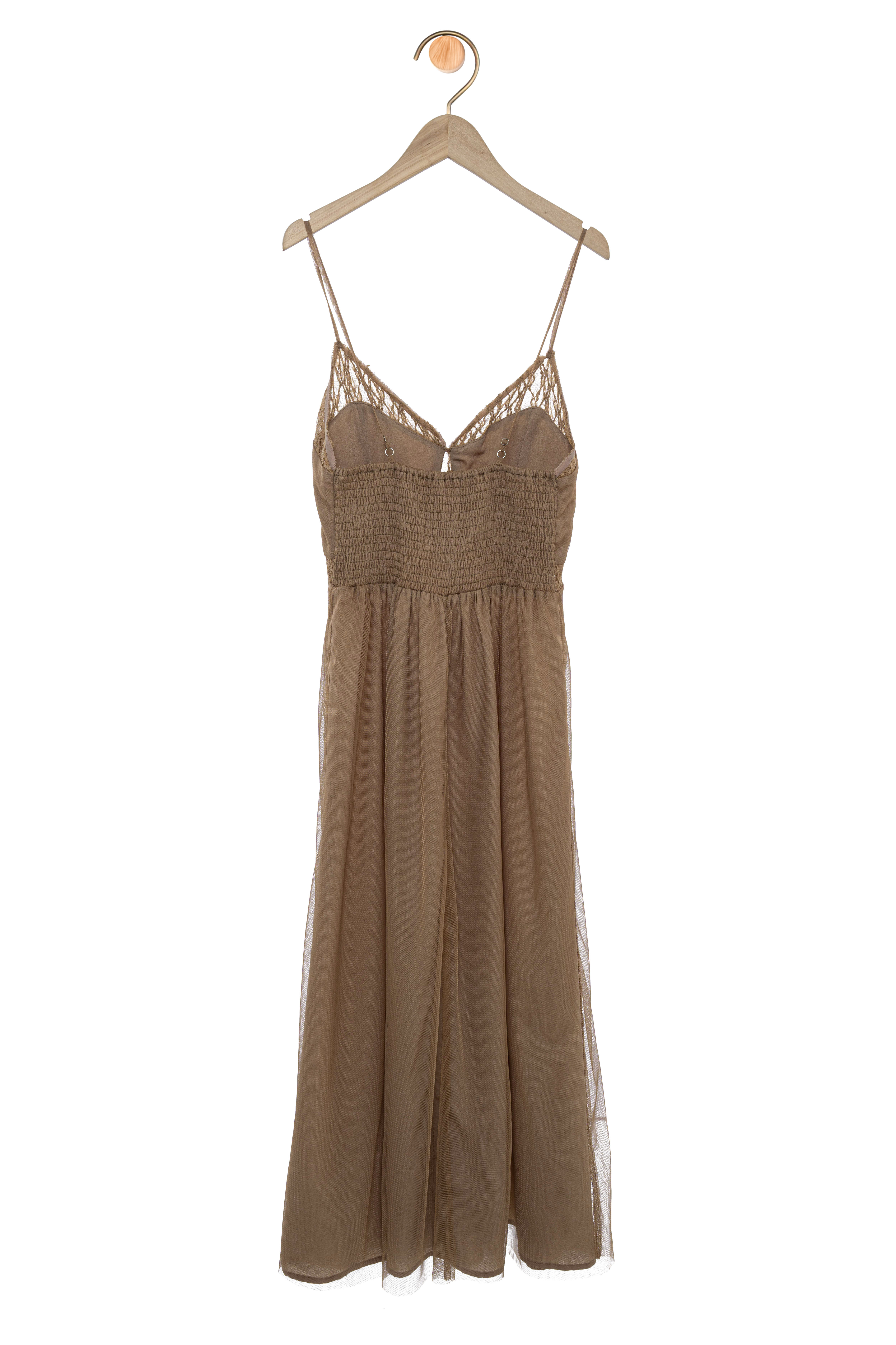 網紗拼蕾絲吊帶裙 (現貨款式）