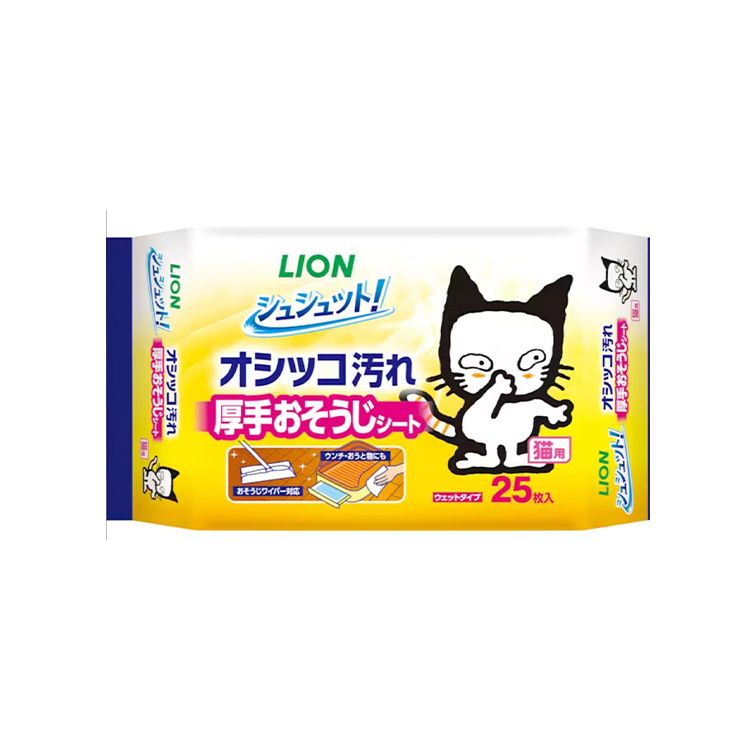 LION 貓用 厚身除尿臭 清潔濕紙巾 25枚