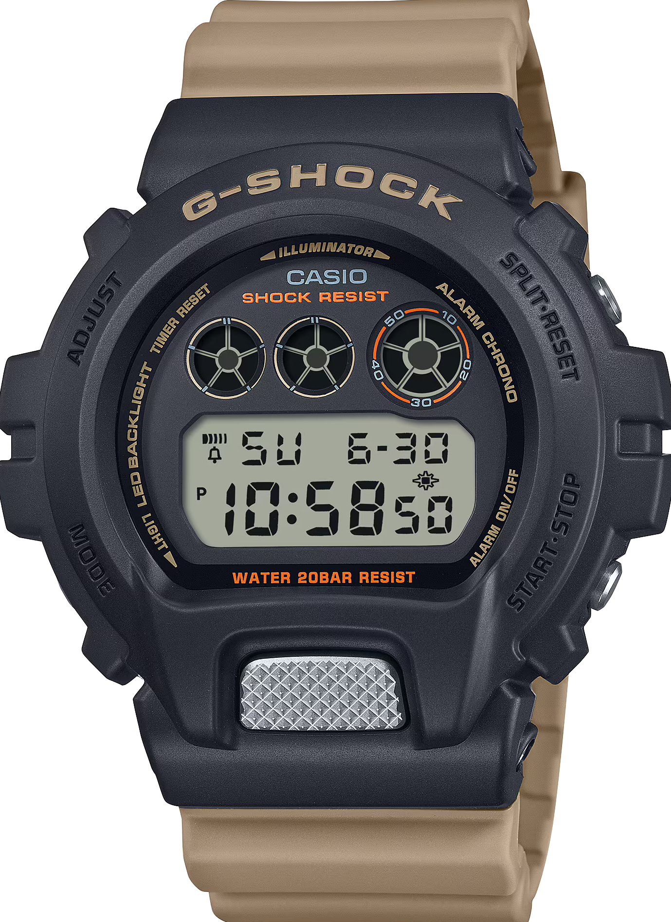 萬年鐘錶 - G-SHOCK   卡其色經典時尚運動防震電子錶  DW-6900TU-1A5  錶徑 : 50mm