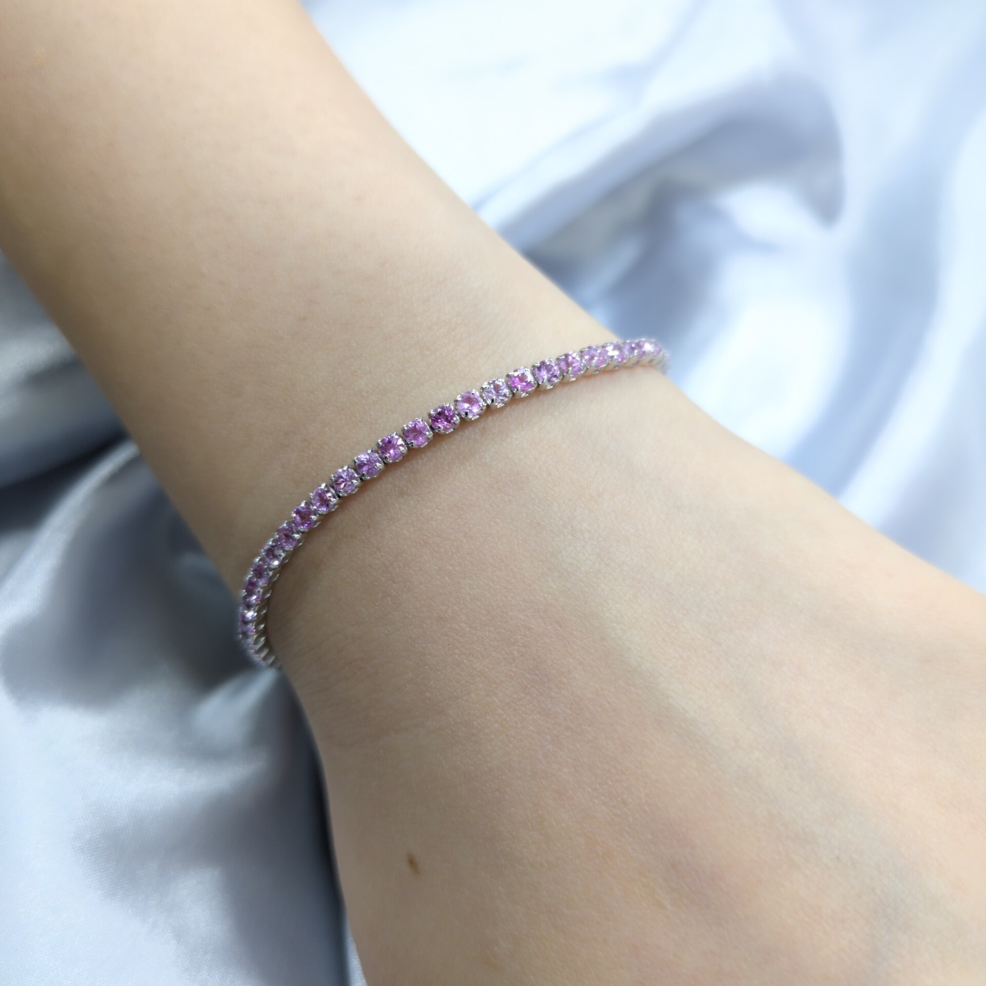 18K White Gold 3.71ct Pink Sapphire Bracelet