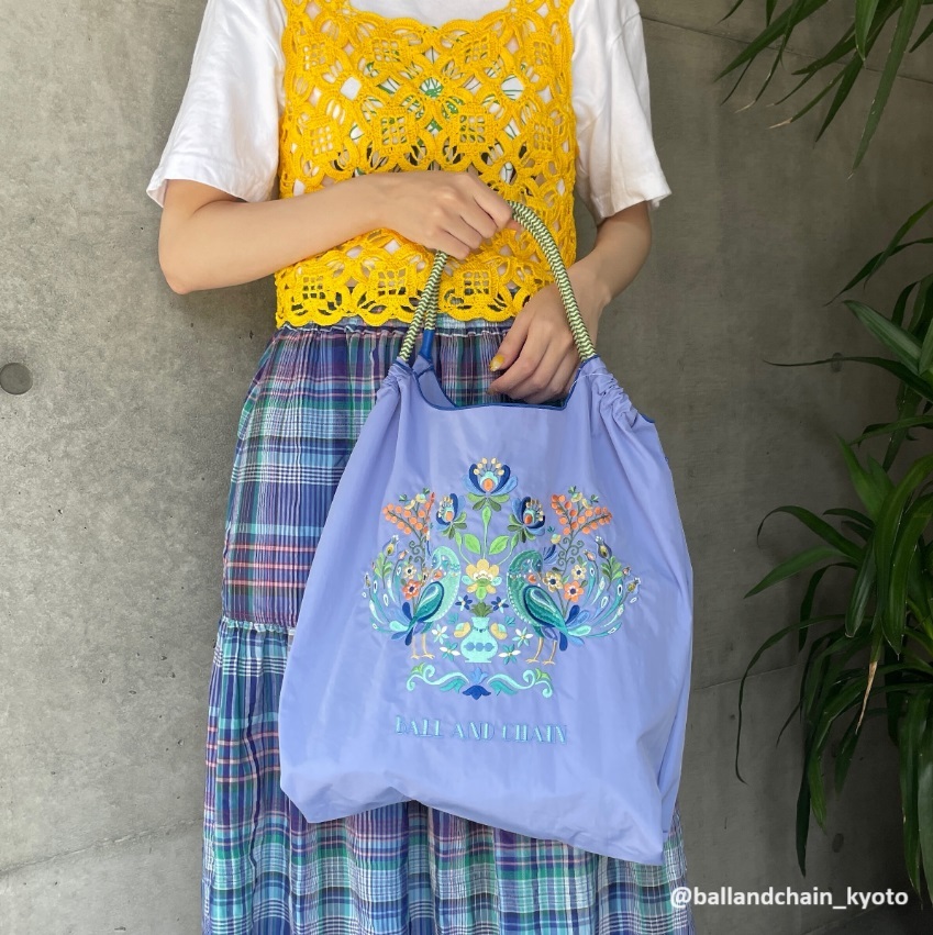 Ball＆Chain 刺繡環保購物袋 M號 - 紫 (30103626)