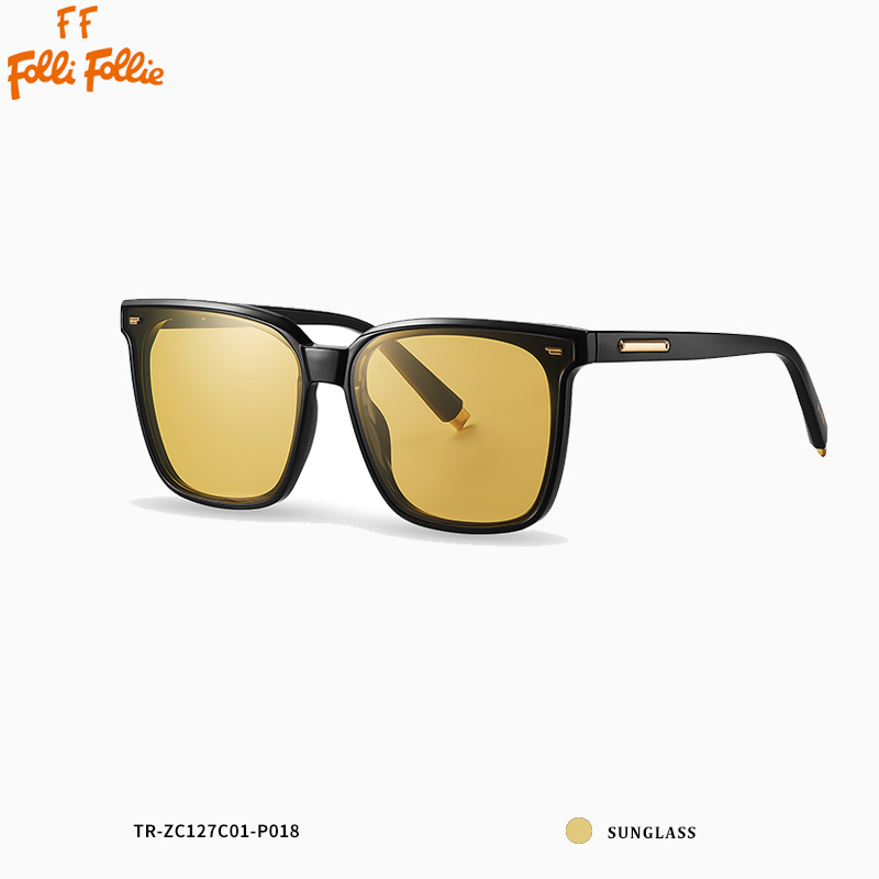 【Folli Follie芙麗芙麗】FOF-D001-02 抗紫外線/清晰視覺/抗衝擊性 黑黃墨鏡 Polaroid偏光-