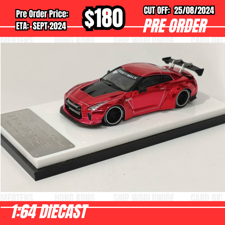 PO-$180 * Model Collect * 1:64 Nissan GTR R35 LB Chrome Red [OD23/08]