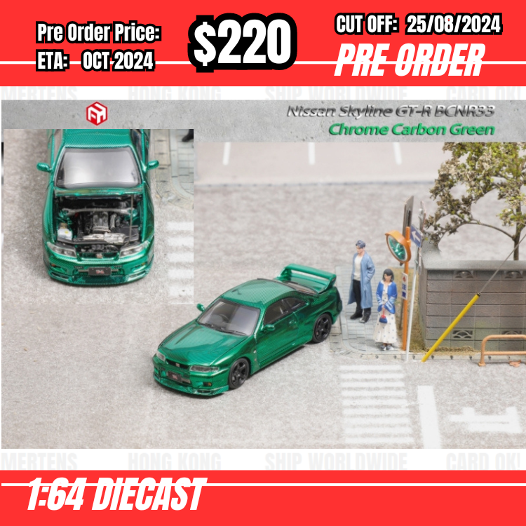 PO-$220 * FH * 1:64 Nissan Skyline GTR R33 Chrome Carbon Green [OD23/08]