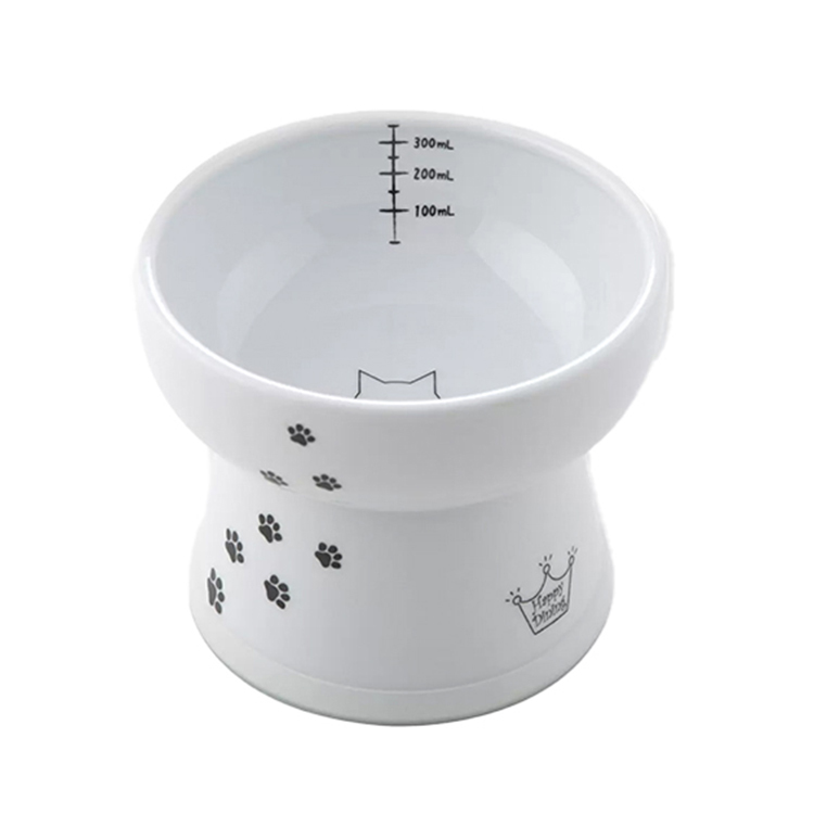 貓壹 高身飲水碗 貓腳圖案 (附矽膠圈) [NHD-0709-SC12]