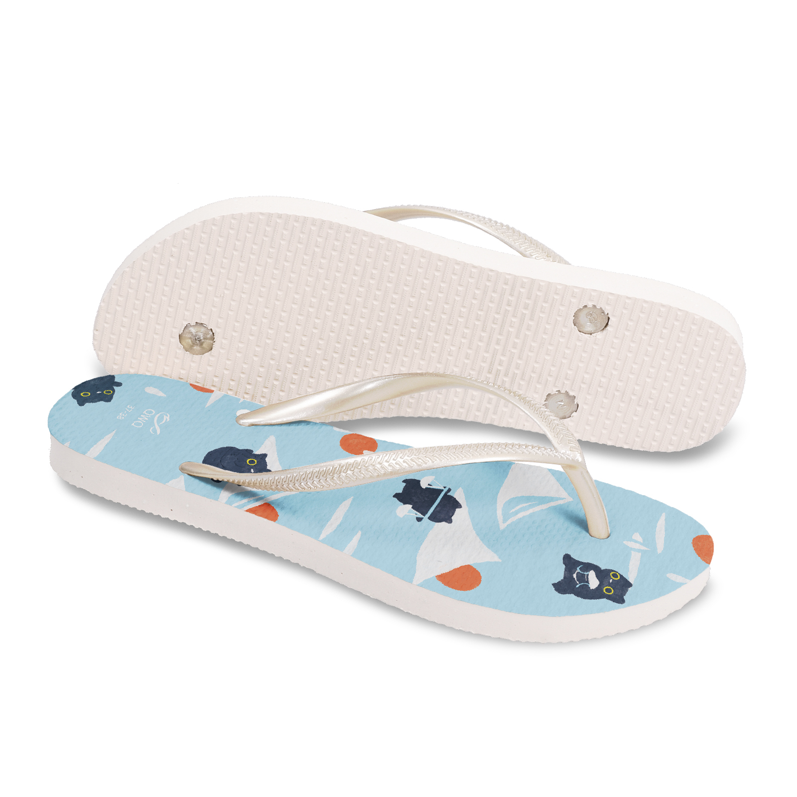 拾點十分10:10聯名 鹽田漫舞 女款細帶人字夾腳拖鞋 牛奶白