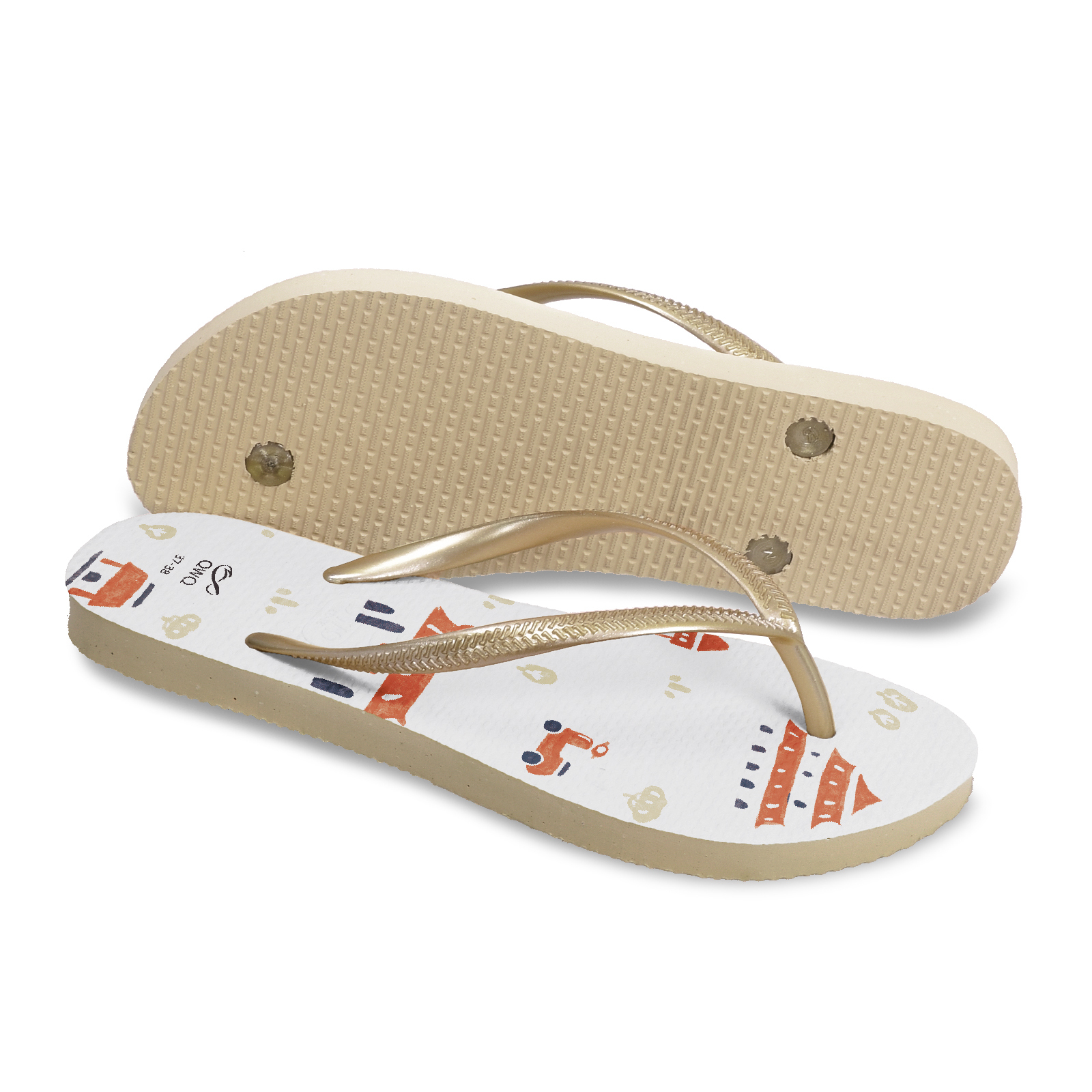 拾點十分10:10聯名 府城散策 女款細帶人字夾腳拖鞋 沙金