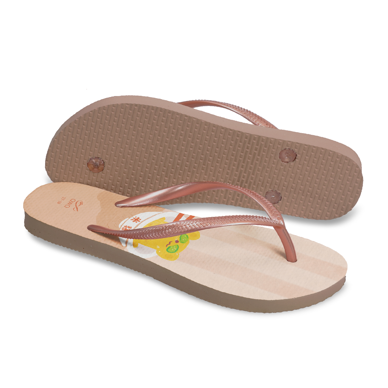 拾點十分10:10聯名 步步糕升 女款細帶人字夾腳拖鞋 薔薇金