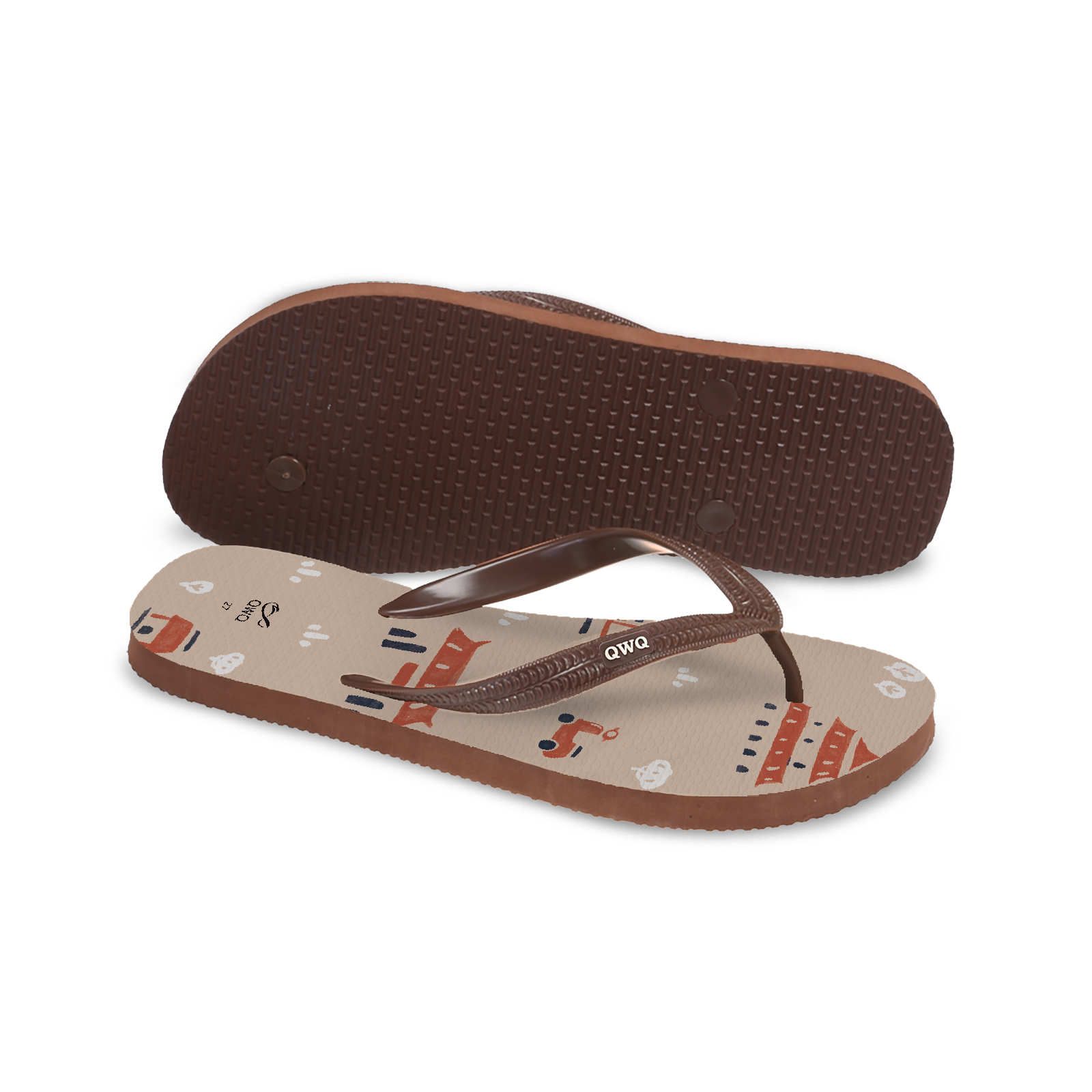 拾點十分10:10聯名 府城散策 男款粗帶人字夾腳拖鞋 可可棕