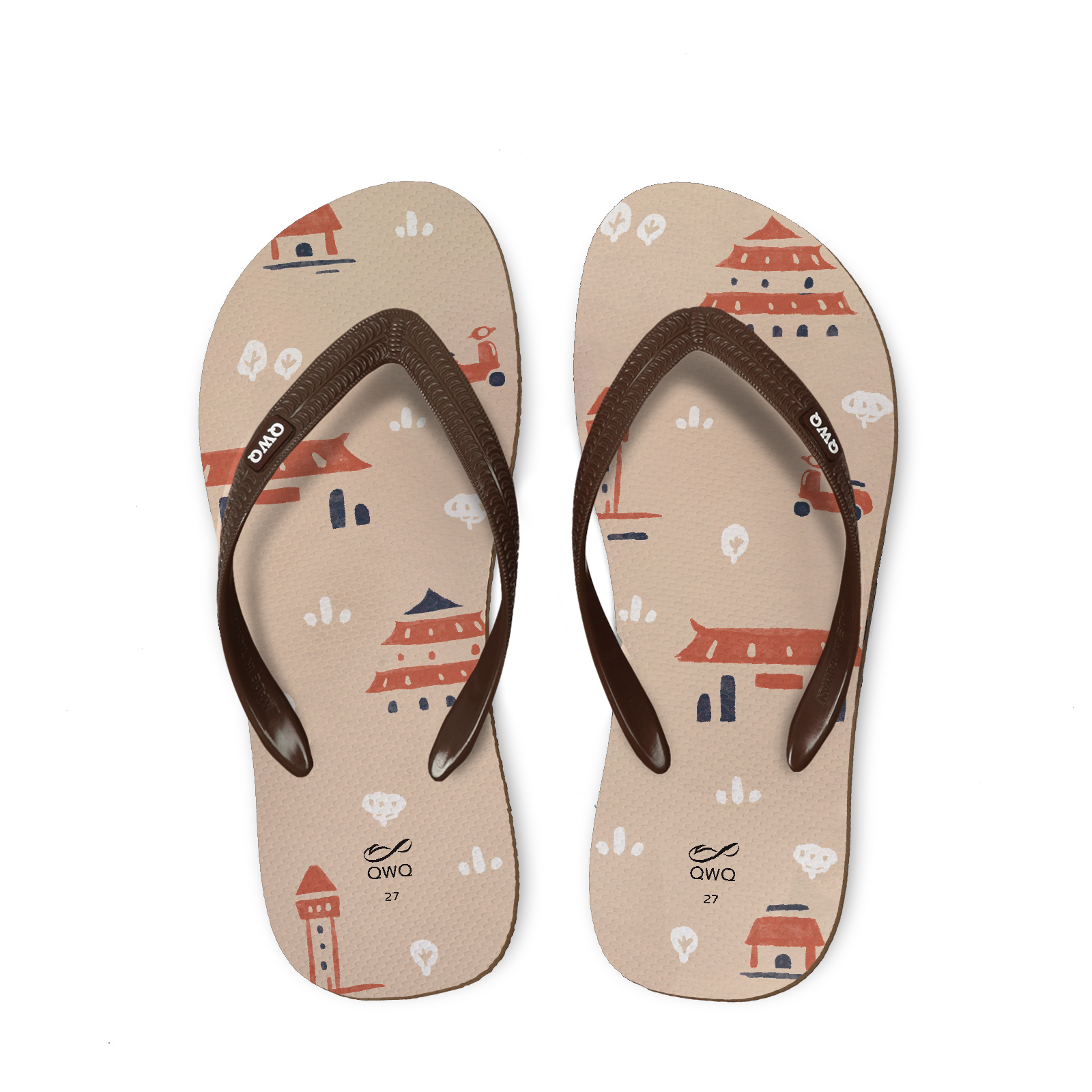 拾點十分10:10聯名 府城散策 男款粗帶人字夾腳拖鞋 可可棕