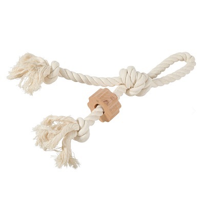 法國Zolux 犬玩具 木塊紐繩結雙繩玩具 33cm