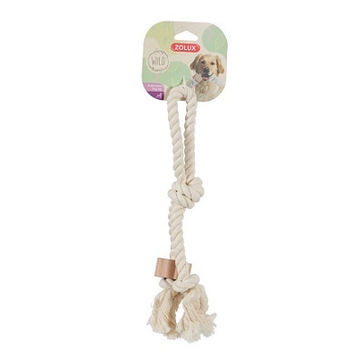 法國Zolux 犬玩具 木塊紐繩結雙繩玩具 33cm