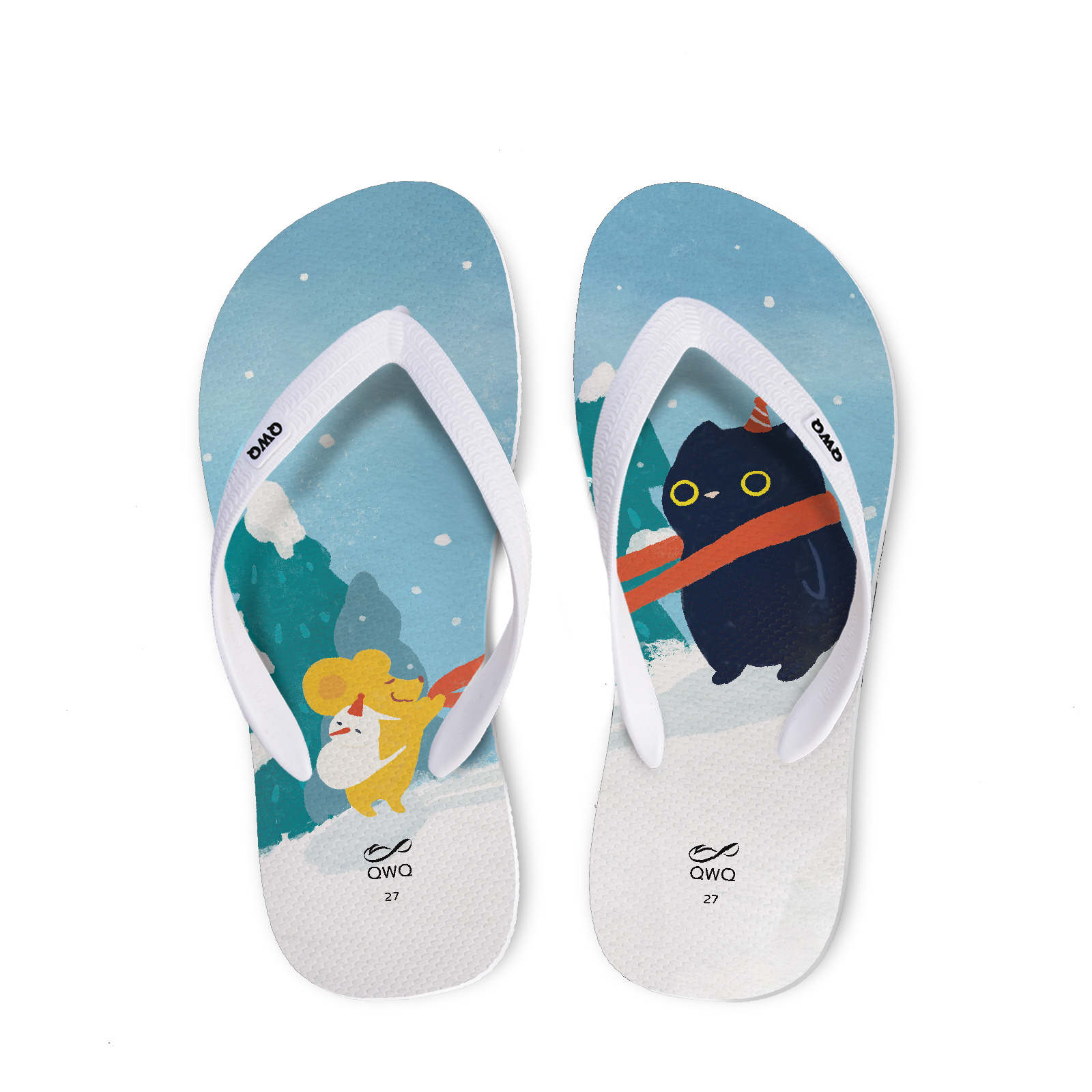 拾點十分10:10聯名 冬季物語 男款粗帶人字夾腳拖鞋 牛奶白